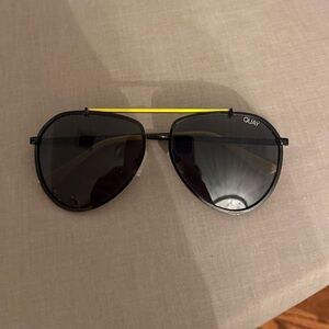 Quay Australia Black and Yellow Aviator Sunglasses